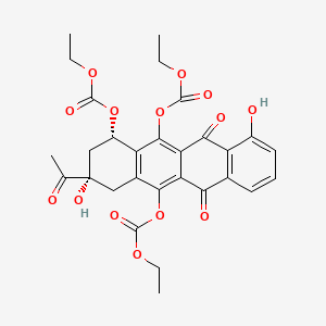 molecular formula C29H28O14 B586432 6,10,11-Triethylcarbonate-1-demethyl Daunomycinone CAS No. 67665-62-7