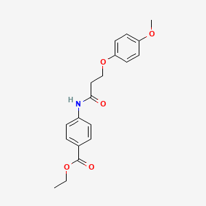 molecular formula C19H21NO5 B5864838 ethyl 4-{[3-(4-methoxyphenoxy)propanoyl]amino}benzoate 