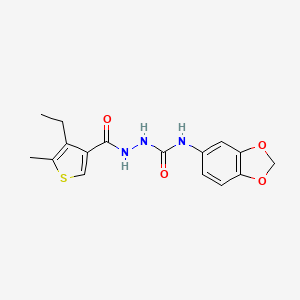 molecular formula C16H17N3O4S B5864952 N-1,3-benzodioxol-5-yl-2-[(4-ethyl-5-methyl-3-thienyl)carbonyl]hydrazinecarboxamide 