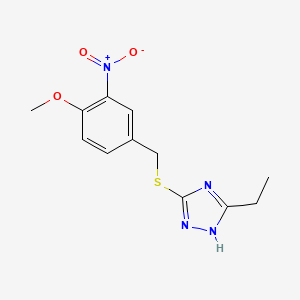 molecular formula C12H14N4O3S B5864955 3-ethyl-5-[(4-methoxy-3-nitrobenzyl)thio]-4H-1,2,4-triazole 