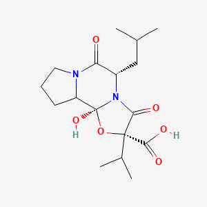 molecular formula C17H26N2O6 B586512 (2R,5S,10aS,10bS)-Octahydro-10b-hydroxy-5-isobutyl-2-isopropyl-3,6-dioxo-8H-oxazolo[3,2-a]pyrrolo[2,1-c]pyrazine-2-carboxylic Acid CAS No. 24177-07-9