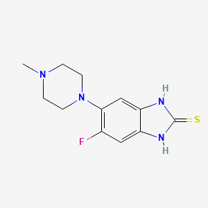 molecular formula C12H15FN4S B5865190 5-fluoro-6-(4-methyl-1-piperazinyl)-1,3-dihydro-2H-benzimidazole-2-thione 