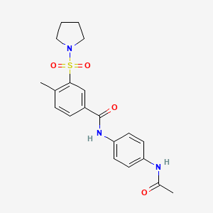 molecular formula C20H23N3O4S B5865371 N-[4-(acetylamino)phenyl]-4-methyl-3-(1-pyrrolidinylsulfonyl)benzamide 