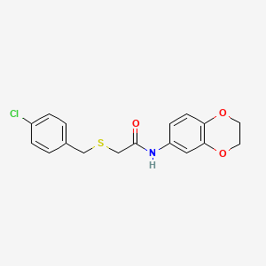 molecular formula C17H16ClNO3S B5865391 2-[(4-chlorobenzyl)thio]-N-(2,3-dihydro-1,4-benzodioxin-6-yl)acetamide 