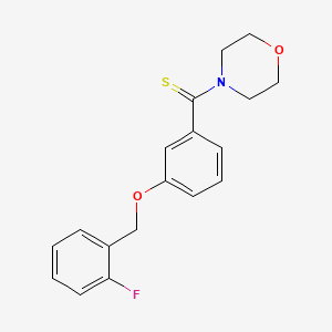 molecular formula C18H18FNO2S B5865404 4-({3-[(2-fluorobenzyl)oxy]phenyl}carbonothioyl)morpholine 