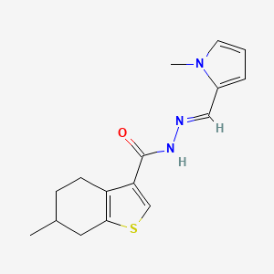 molecular formula C16H19N3OS B5866118 6-methyl-N'-[(1-methyl-1H-pyrrol-2-yl)methylene]-4,5,6,7-tetrahydro-1-benzothiophene-3-carbohydrazide 