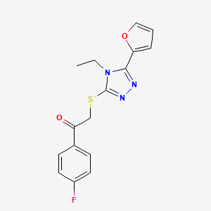 molecular formula C16H14FN3O2S B5866217 2-{[4-ethyl-5-(2-furyl)-4H-1,2,4-triazol-3-yl]thio}-1-(4-fluorophenyl)ethanone 