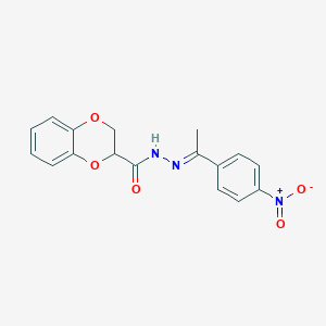 molecular formula C17H15N3O5 B5866221 N'-[1-(4-nitrophenyl)ethylidene]-2,3-dihydro-1,4-benzodioxine-2-carbohydrazide 