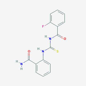 molecular formula C15H12FN3O2S B5866570 N-({[2-(aminocarbonyl)phenyl]amino}carbonothioyl)-2-fluorobenzamide 