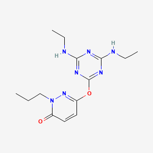 molecular formula C14H21N7O2 B5866735 6-{[4,6-bis(ethylamino)-1,3,5-triazin-2-yl]oxy}-2-propyl-3(2H)-pyridazinone 