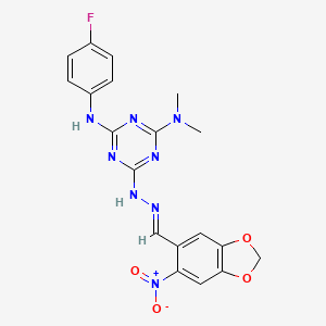 6-nitro-1,3-benzodioxole-5-carbaldehyde {4-(dimethylamino)-6-[(4-fluorophenyl)amino]-1,3,5-triazin-2-yl}hydrazone