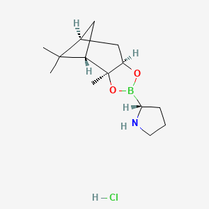 molecular formula C14H25BClNO2 B586710 (R)-2-((3aS,4S,6S,7aR)-3a,5,5-Trimethylhexahydro-4,6-methanobenzo[d][1,3,2]dioxaborol-2-yl)pyrrolidine hydrochloride CAS No. 147208-69-3