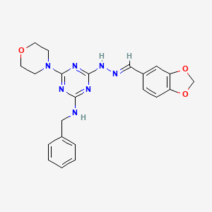 molecular formula C22H23N7O3 B5867261 1,3-benzodioxole-5-carbaldehyde [4-(benzylamino)-6-(4-morpholinyl)-1,3,5-triazin-2-yl]hydrazone 