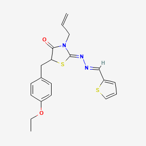 molecular formula C20H21N3O2S2 B5867285 2-thiophenecarbaldehyde [3-allyl-5-(4-ethoxybenzyl)-4-oxo-1,3-thiazolidin-2-ylidene]hydrazone 
