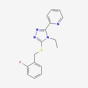 molecular formula C16H15FN4S B5867315 2-{4-ethyl-5-[(2-fluorobenzyl)thio]-4H-1,2,4-triazol-3-yl}pyridine 