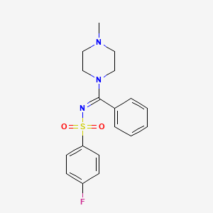 molecular formula C18H20FN3O2S B5867492 4-fluoro-N-[(4-methyl-1-piperazinyl)(phenyl)methylene]benzenesulfonamide 