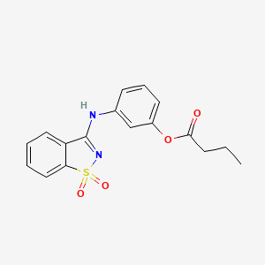 3-[(1,1-dioxido-1,2-benzisothiazol-3-yl)amino]phenyl butyrate