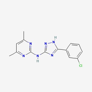 molecular formula C14H13ClN6 B5867644 N-[5-(3-chlorophenyl)-1H-1,2,4-triazol-3-yl]-4,6-dimethyl-2-pyrimidinamine 