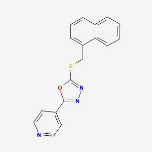 molecular formula C18H13N3OS B5867664 4-{5-[(1-naphthylmethyl)thio]-1,3,4-oxadiazol-2-yl}pyridine 