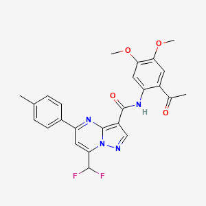 molecular formula C25H22F2N4O4 B5867679 N-(2-acetyl-4,5-dimethoxyphenyl)-7-(difluoromethyl)-5-(4-methylphenyl)pyrazolo[1,5-a]pyrimidine-3-carboxamide 