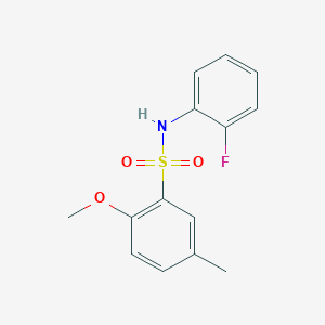 molecular formula C14H14FNO3S B5867704 N-(2-fluorophenyl)-2-methoxy-5-methylbenzenesulfonamide 