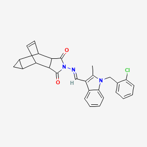 molecular formula C28H24ClN3O2 B5868126 4-({[1-(2-chlorobenzyl)-2-methyl-1H-indol-3-yl]methylene}amino)-4-azatetracyclo[5.3.2.0~2,6~.0~8,10~]dodec-11-ene-3,5-dione 