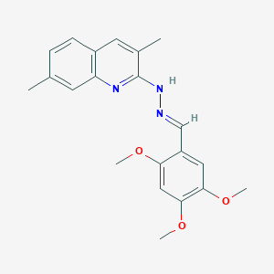 molecular formula C21H23N3O3 B5868254 2,4,5-trimethoxybenzaldehyde (3,7-dimethyl-2-quinolinyl)hydrazone 