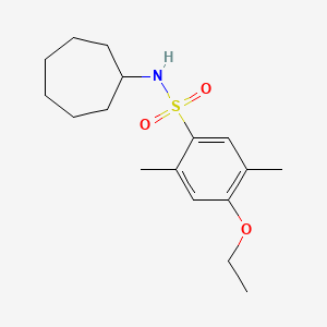 molecular formula C17H27NO3S B5868320 N-cycloheptyl-4-ethoxy-2,5-dimethylbenzenesulfonamide 