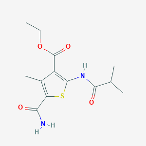 molecular formula C13H18N2O4S B5868419 ethyl 5-(aminocarbonyl)-2-(isobutyrylamino)-4-methyl-3-thiophenecarboxylate 