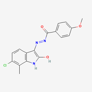 molecular formula C17H14ClN3O3 B5868835 N'-(6-chloro-7-methyl-2-oxo-1,2-dihydro-3H-indol-3-ylidene)-4-methoxybenzohydrazide 