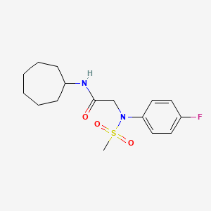 molecular formula C16H23FN2O3S B5869038 N~1~-cycloheptyl-N~2~-(4-fluorophenyl)-N~2~-(methylsulfonyl)glycinamide 
