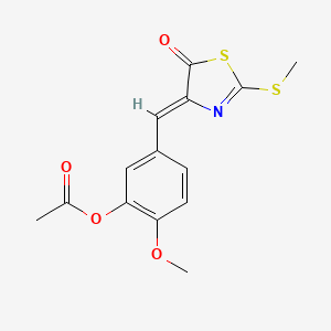 molecular formula C14H13NO4S2 B5869179 2-methoxy-5-{[2-(methylthio)-5-oxo-1,3-thiazol-4(5H)-ylidene]methyl}phenyl acetate 