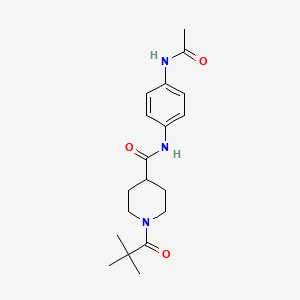 molecular formula C19H27N3O3 B5869214 N-[4-(acetylamino)phenyl]-1-(2,2-dimethylpropanoyl)-4-piperidinecarboxamide 
