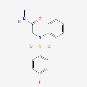molecular formula C15H15FN2O3S B5869333 N~2~-[(4-fluorophenyl)sulfonyl]-N~1~-methyl-N~2~-phenylglycinamide 