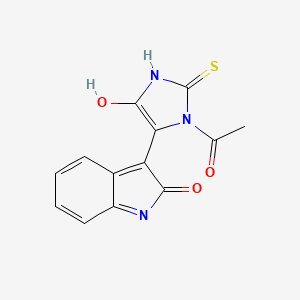 molecular formula C13H9N3O3S B5869413 3-(3-acetyl-5-oxo-2-thioxo-4-imidazolidinylidene)-1,3-dihydro-2H-indol-2-one 