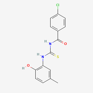 molecular formula C15H13ClN2O2S B5869432 4-chloro-N-{[(2-hydroxy-5-methylphenyl)amino]carbonothioyl}benzamide 