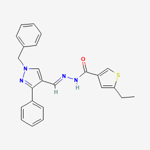 molecular formula C24H22N4OS B5869562 N'-[(1-benzyl-3-phenyl-1H-pyrazol-4-yl)methylene]-5-ethyl-3-thiophenecarbohydrazide 