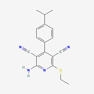 molecular formula C18H18N4S B5869679 2-amino-6-(ethylthio)-4-(4-isopropylphenyl)-3,5-pyridinedicarbonitrile 