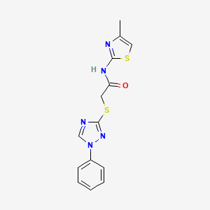 molecular formula C14H13N5OS2 B5869691 N-(4-methyl-1,3-thiazol-2-yl)-2-[(1-phenyl-1H-1,2,4-triazol-3-yl)thio]acetamide 