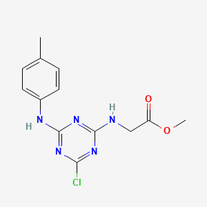 molecular formula C13H14ClN5O2 B5869726 methyl N-{4-chloro-6-[(4-methylphenyl)amino]-1,3,5-triazin-2-yl}glycinate 