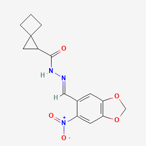 molecular formula C15H15N3O5 B5870022 N'-[(6-nitro-1,3-benzodioxol-5-yl)methylene]spiro[2.3]hexane-1-carbohydrazide 
