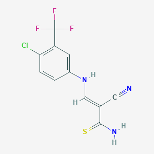 molecular formula C11H7ClF3N3S B5870039 3-{[4-chloro-3-(trifluoromethyl)phenyl]amino}-2-cyano-2-propenethioamide 