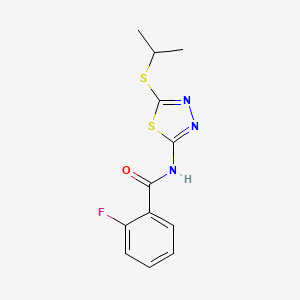 molecular formula C12H12FN3OS2 B5870053 2-fluoro-N-[5-(isopropylthio)-1,3,4-thiadiazol-2-yl]benzamide 