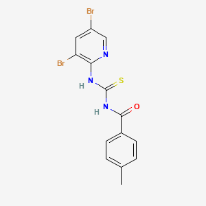 molecular formula C14H11Br2N3OS B5870211 N-{[(3,5-dibromo-2-pyridinyl)amino]carbonothioyl}-4-methylbenzamide 