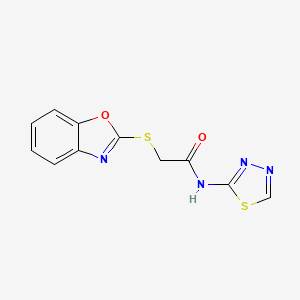 molecular formula C11H8N4O2S2 B5870336 2-(1,3-benzoxazol-2-ylthio)-N-1,3,4-thiadiazol-2-ylacetamide 