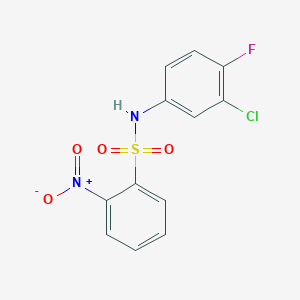 molecular formula C12H8ClFN2O4S B5870415 N-(3-chloro-4-fluorophenyl)-2-nitrobenzenesulfonamide 
