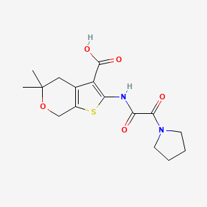 5,5-dimethyl-2-{[oxo(1-pyrrolidinyl)acetyl]amino}-4,7-dihydro-5H-thieno[2,3-c]pyran-3-carboxylic acid