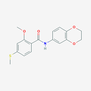 molecular formula C17H17NO4S B5870523 N-(2,3-dihydro-1,4-benzodioxin-6-yl)-2-methoxy-4-(methylthio)benzamide 