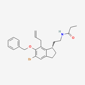 molecular formula C24H28BrNO2 B587068 (S)-N-[2-[7-Allyl-5-bromo-6-benzyloxy-2,3-dihydro-1H-inden-1-YL]ethyl]propanamide CAS No. 1246820-29-0