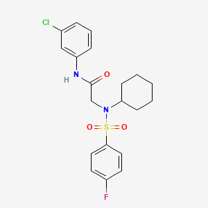 molecular formula C20H22ClFN2O3S B5871007 N~1~-(3-chlorophenyl)-N~2~-cyclohexyl-N~2~-[(4-fluorophenyl)sulfonyl]glycinamide 